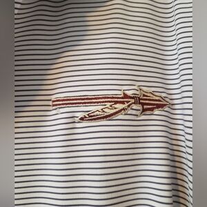 Onward Reserve FSU Striped Polo Shirt with Embroidered Spear Design